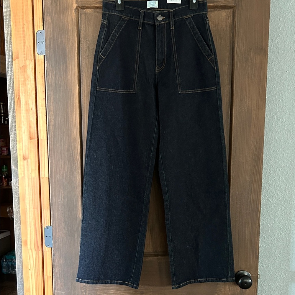 Time and Tru Women's Wide-Leg Jeans - Black